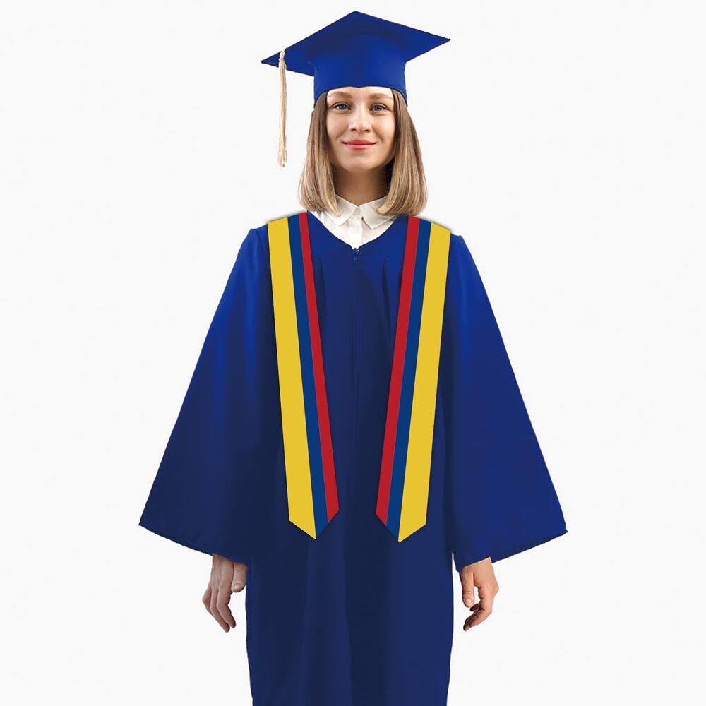 8665 5.5x72 Inch Colombia Double Sided International Graduates Stole Scarfs